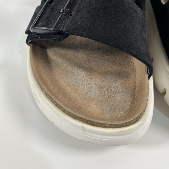 Arizona Platform Leather Chunky Suede Black Birkenstock Papillio Wedges Sz 40 - Picture 8 of 15